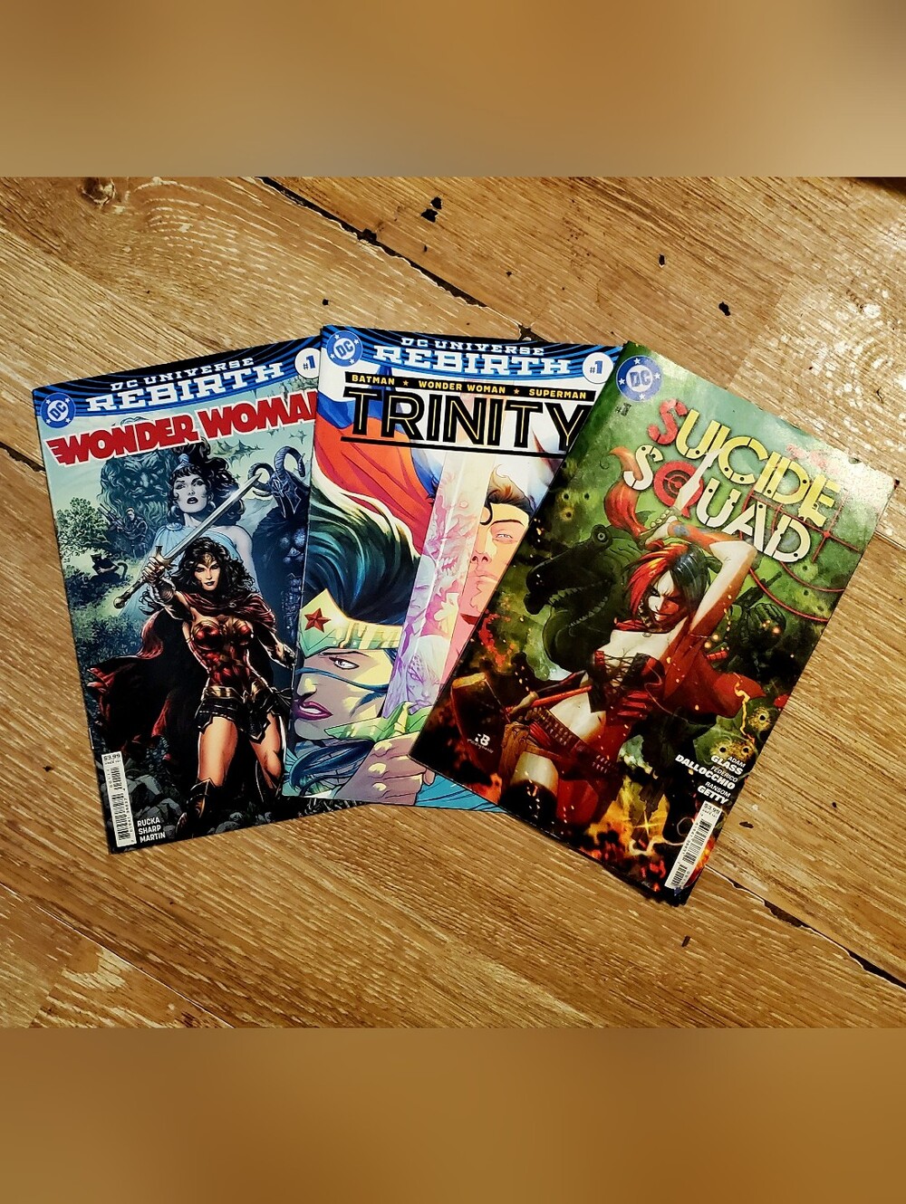 3 DC Universe Rebir Comics Bundle — Wonder Woman, Trinity, Suicide Squad